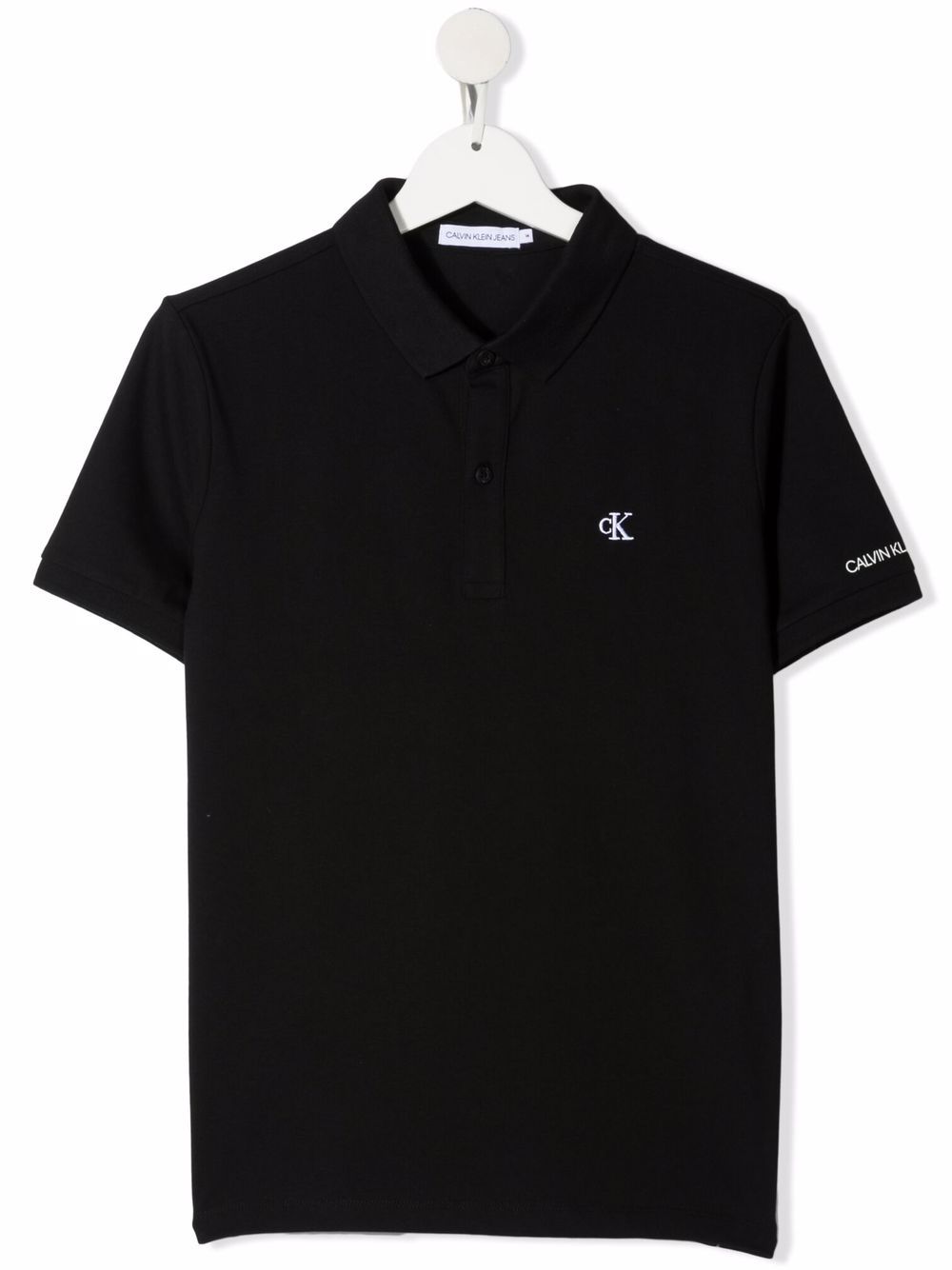 Calvin Klein Kids' Embroidered Logo Polo Shirt In 黑色