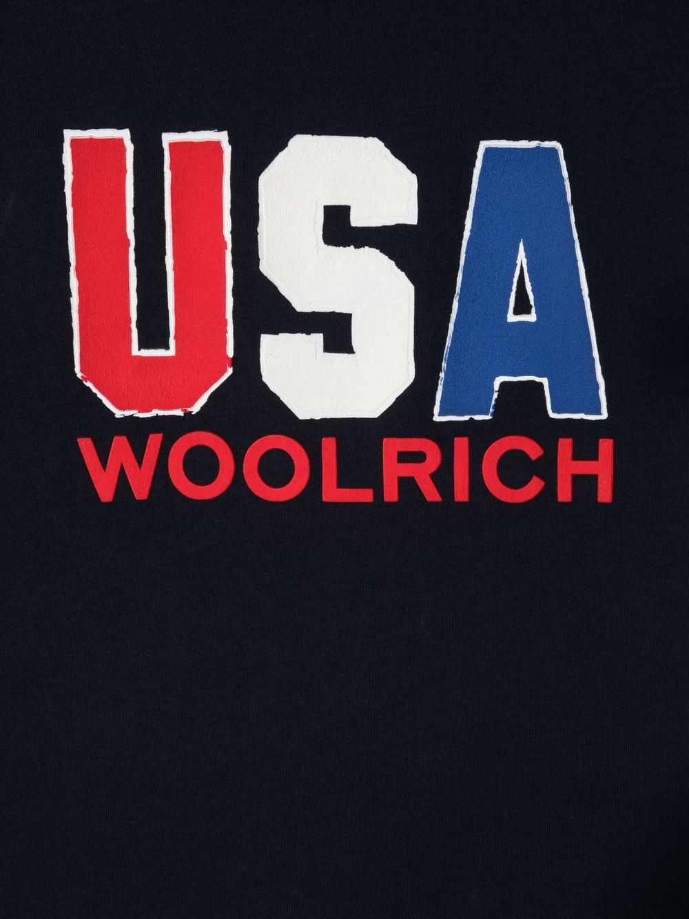 Shop Woolrich Teen Flocked-logo Cotton T-shirt In Blue