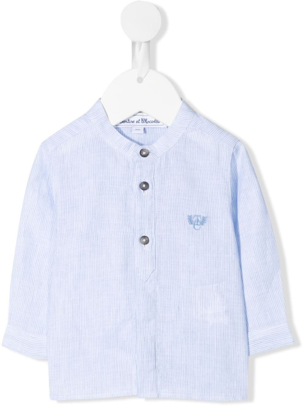 Tartine Et Chocolat Babies' Logo Embroidered Shirt In Blue