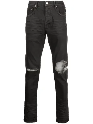 Purple Brand ダメージ ペイント スリムジーンズ | グレー | FARFETCH JP