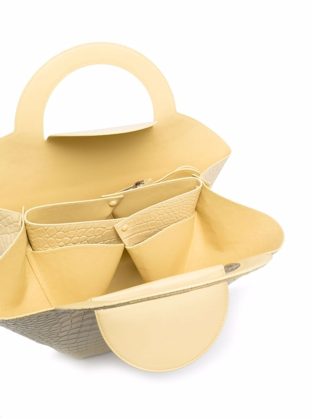 Shop Bottega Veneta Doll Crocodile-embossed Tote Bag In Yellow