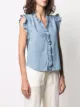 FRAME Lauren ruffle-trimmed denim shirt