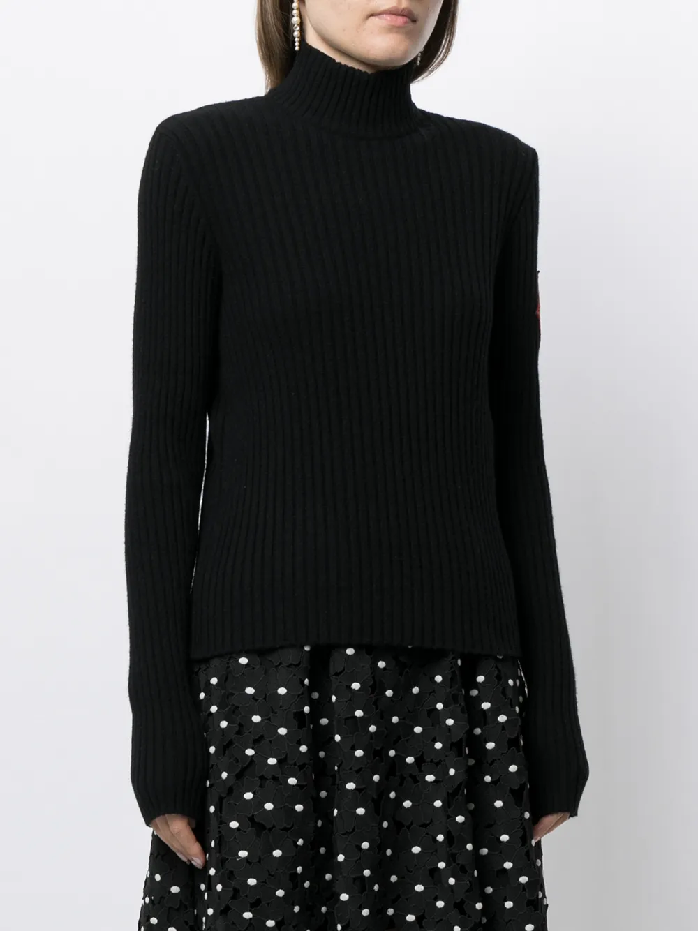 Pre-owned Chanel 1996 Emblem Patch High-neck Jumper In Black