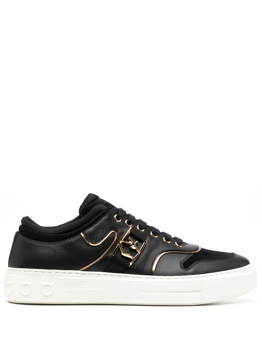 FERRAGAMO BORG LOGO LOW-TOP SNEAKERS