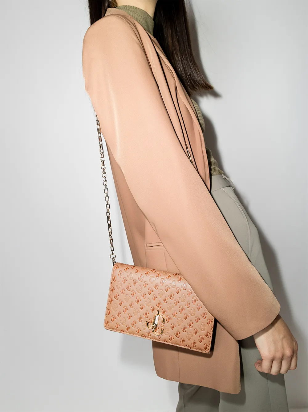 Image 2 of Jimmy Choo small Varenne embossed shoulder bag