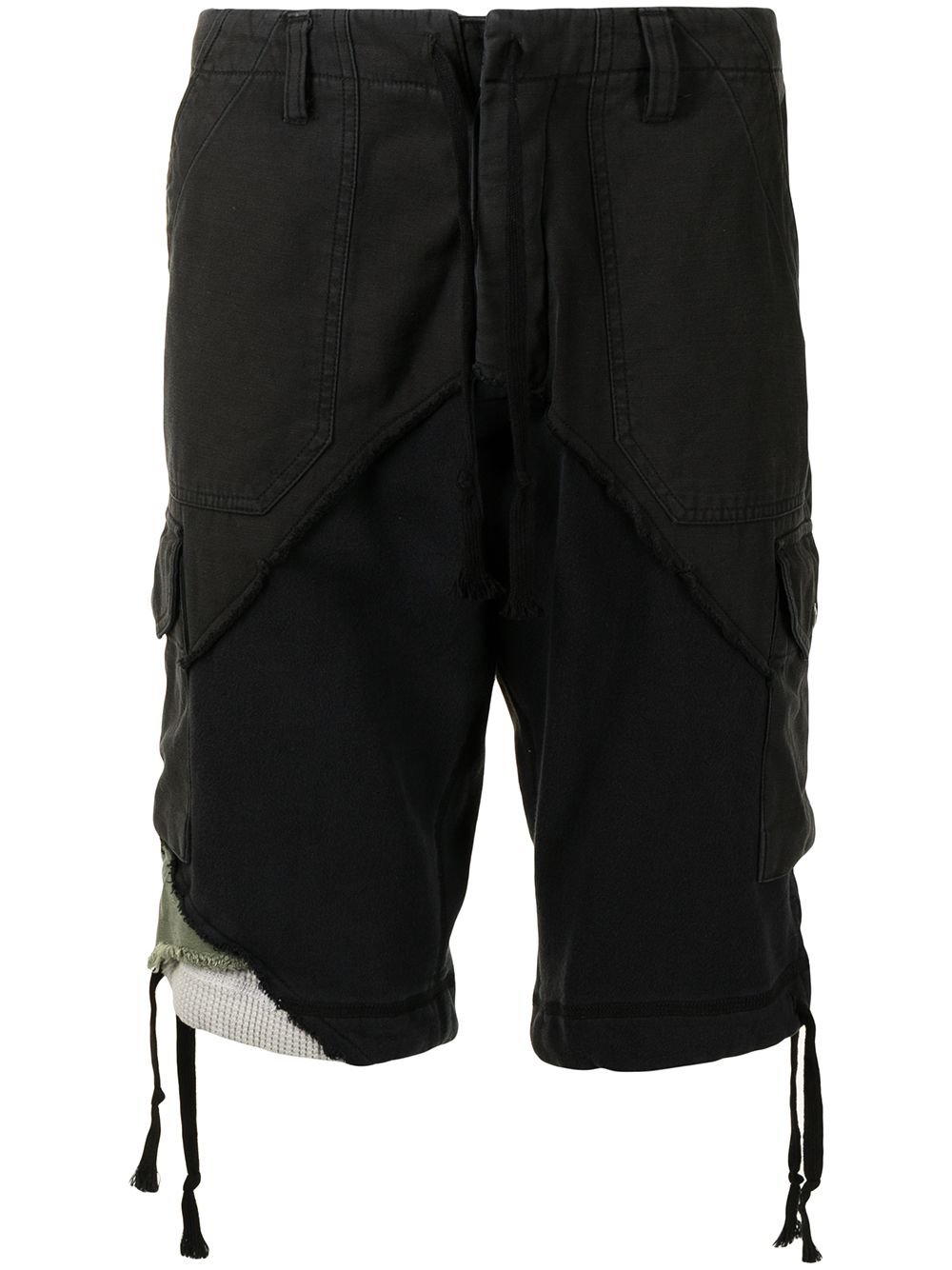 Shop Greg Lauren Distressed-finish Cargo Shorts In Black