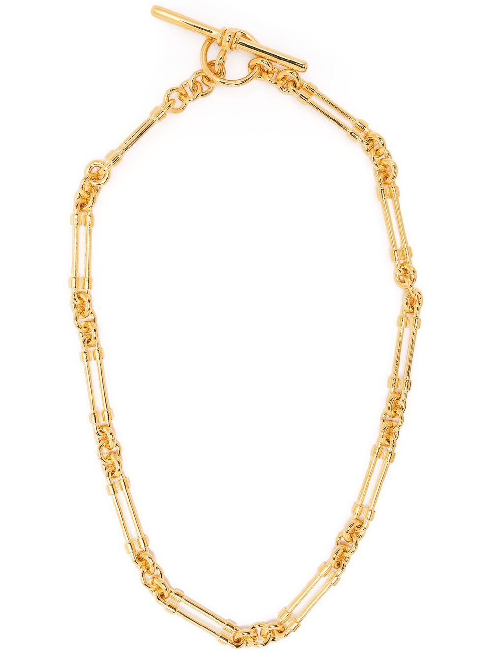 Saint Laurent T-bar Elongated Chain Necklace In Gold