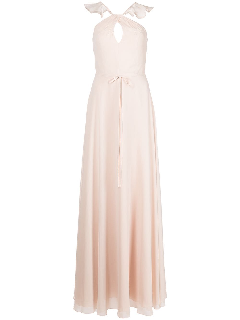 

Marchesa Notte Bridesmaids vestido de fiesta con cuello halter y volantes - Rosado