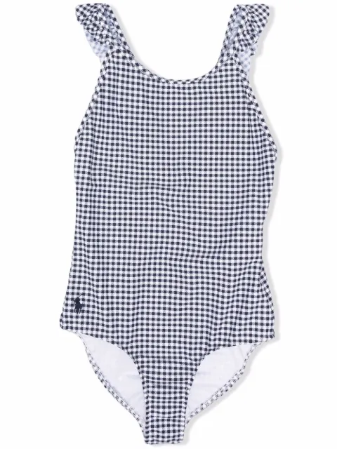 POLO RALPH LAUREN KIDS gingham ruffle-detail swimsuit
