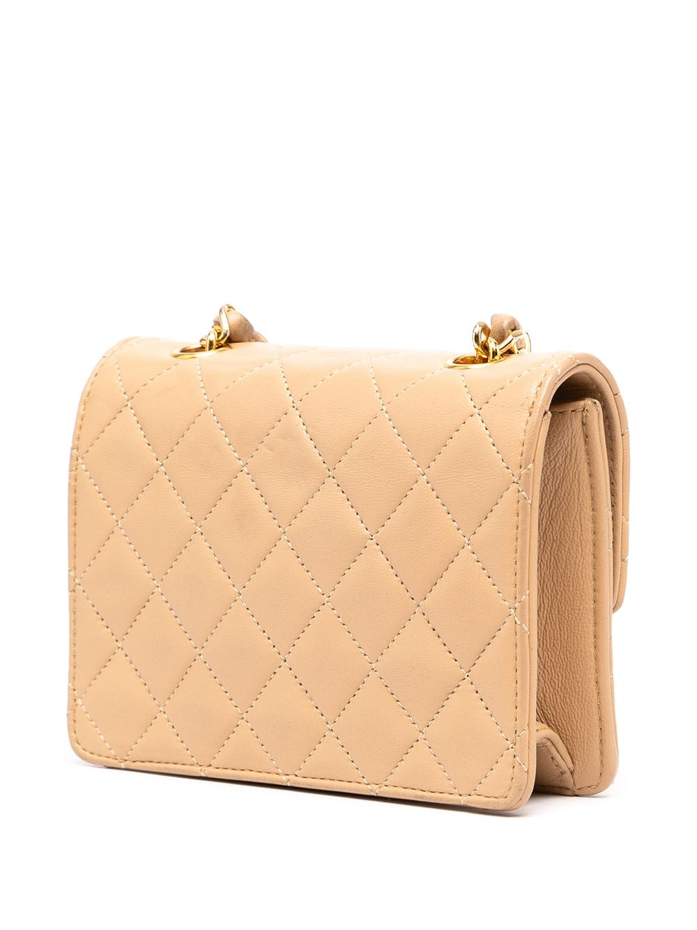 Pre-owned Chanel 1990s Mini Diamond Quilted Crossbody Bag In Neutrals