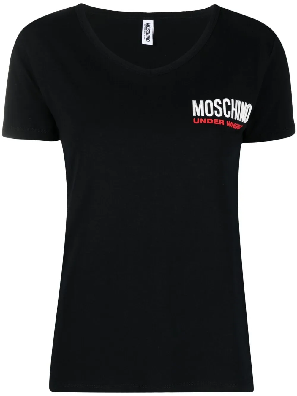 Moschino Logo Embroidered Short-sleeve T-shirt In Black