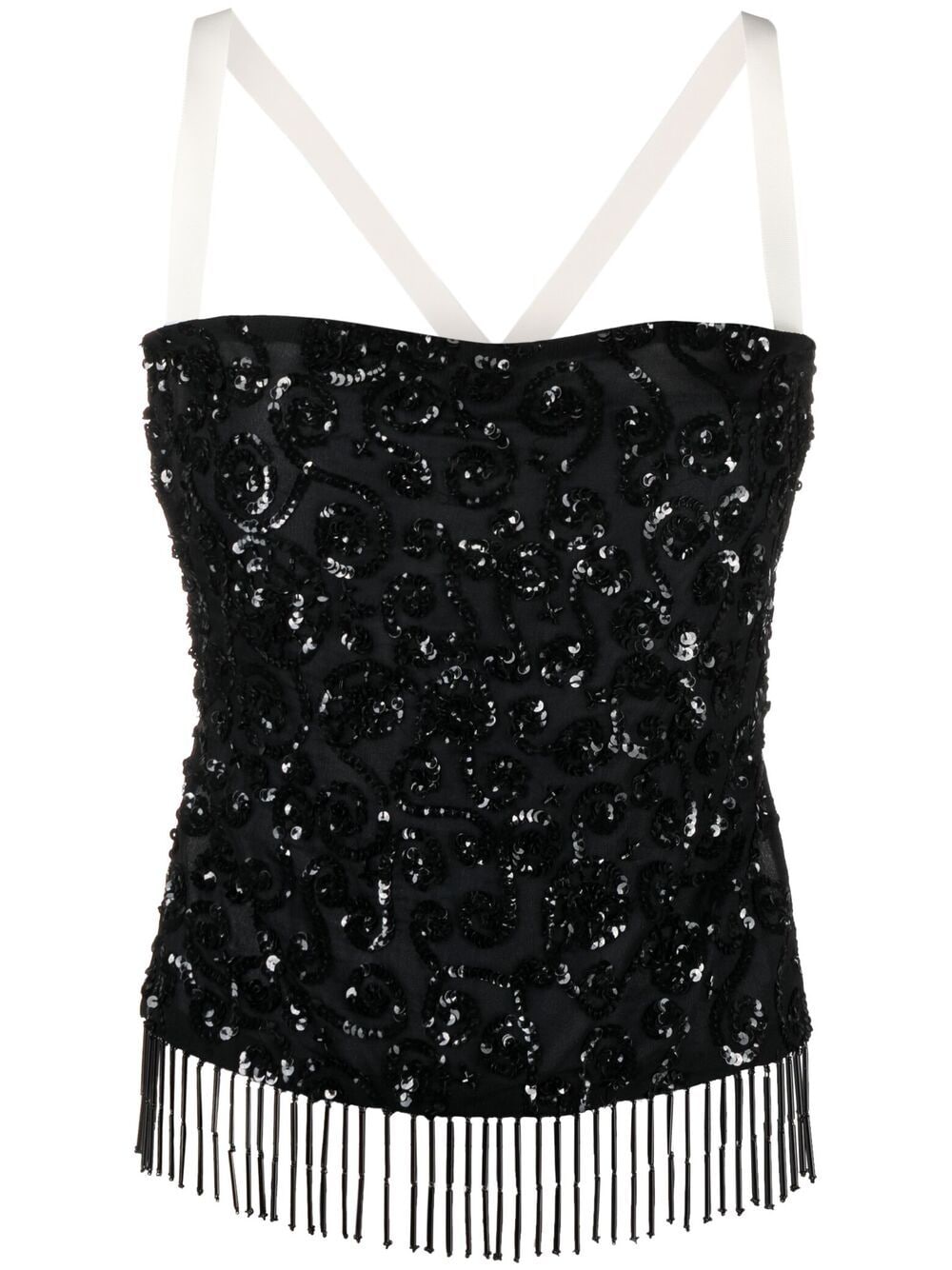 Marine Serre Sequin-embellished Silk Vest In Black