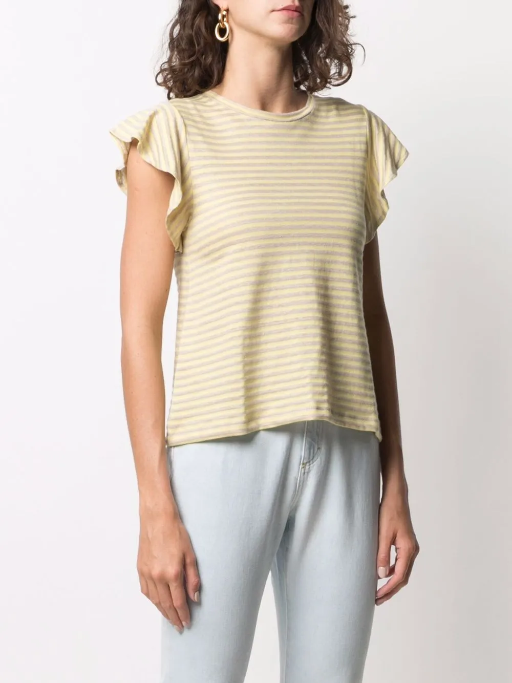 фото Closed футболка в тонкую полоску с оборками на рукавах