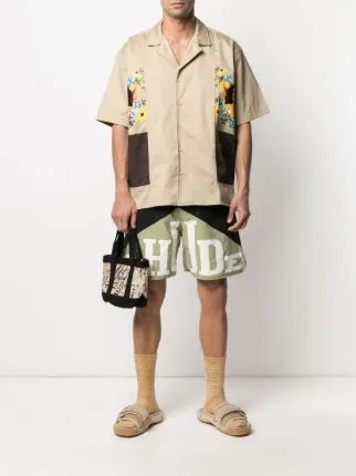 logo-print two-tone drawstring shorts展示图