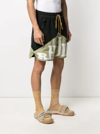 logo-print two-tone drawstring shorts展示图