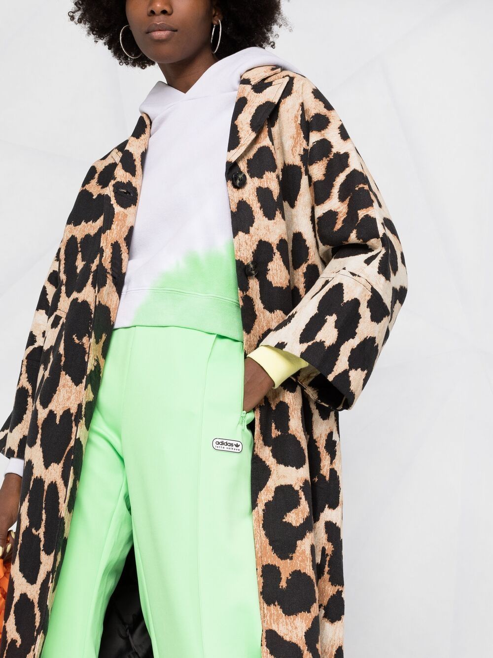 фото Ganni однобортное пальто с леопардовым принтом