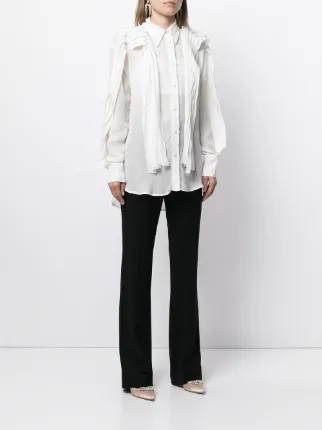 ruffled detailing semi-sheer shirt展示图