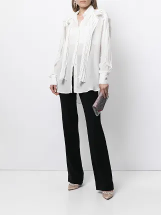 ruffled detailing semi-sheer shirt展示图