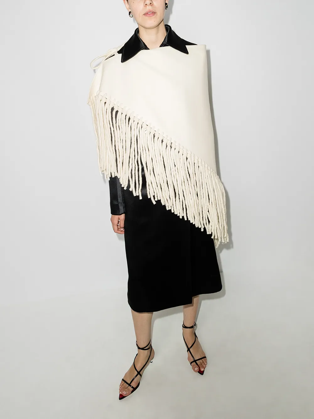Image 2 of Jil Sander tassel trim poncho scarf