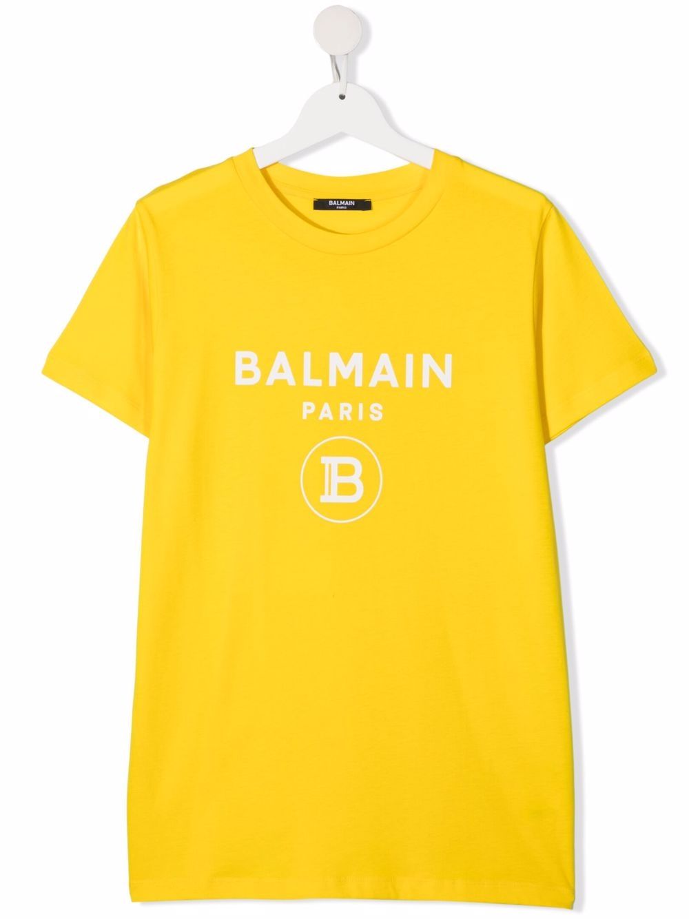 Shop Balmain Teen Logo-print Cotton T-shirt In Yellow