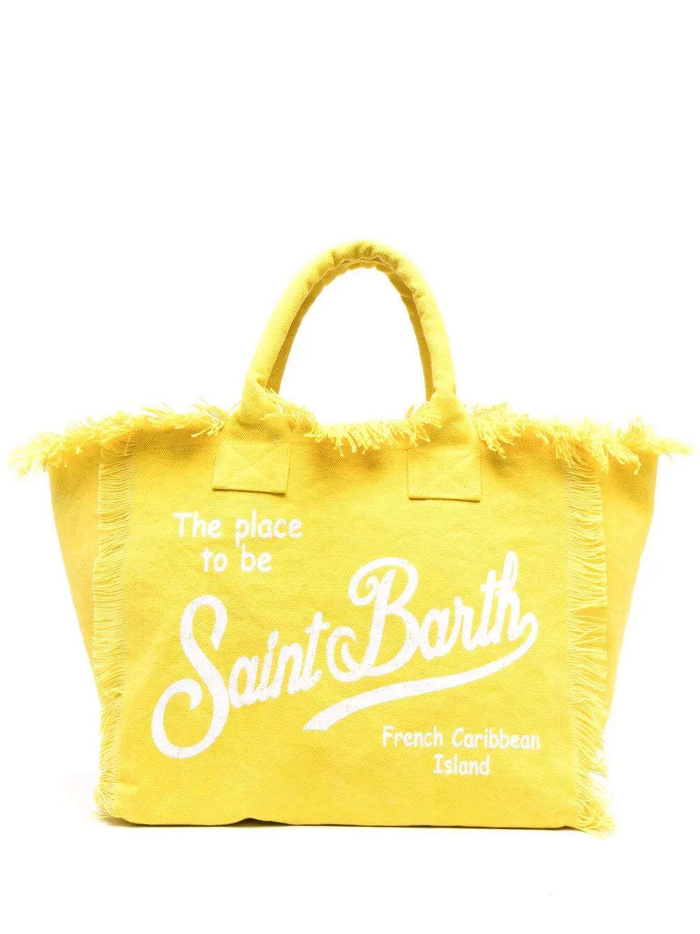 Mc2 Saint Barth Logo-print Frayed Tote Bag In Yellow