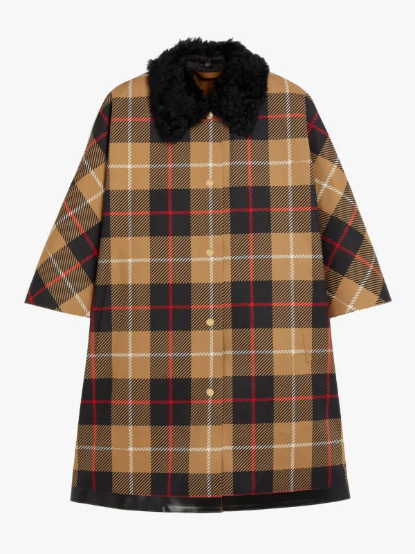 EDZELL Beige Check Bonded Cotton Reversible Poncho | LR-1034R