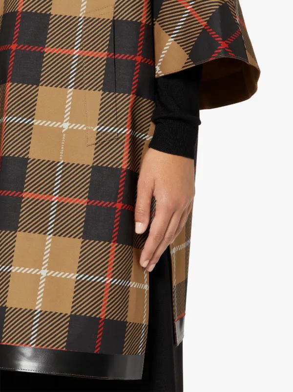 EDZELL Beige Check Bonded Cotton Reversible Poncho | LR-1034R