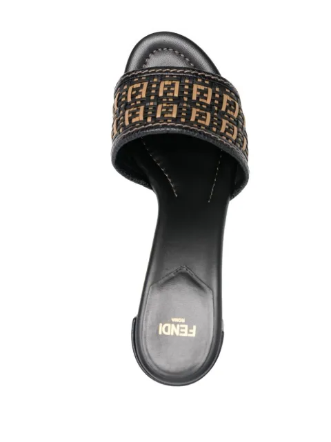 black woven mules