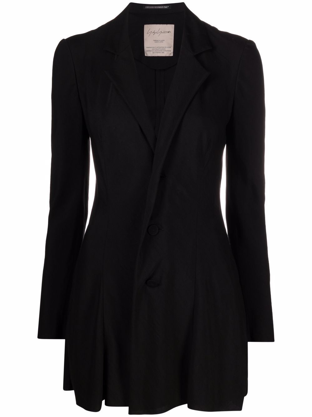 Yohji Yamamoto Draped Hem Single-breasted Blazer In Black