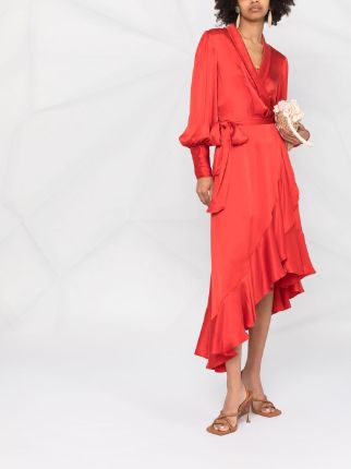 ruffle-trimmed wrap dress展示图