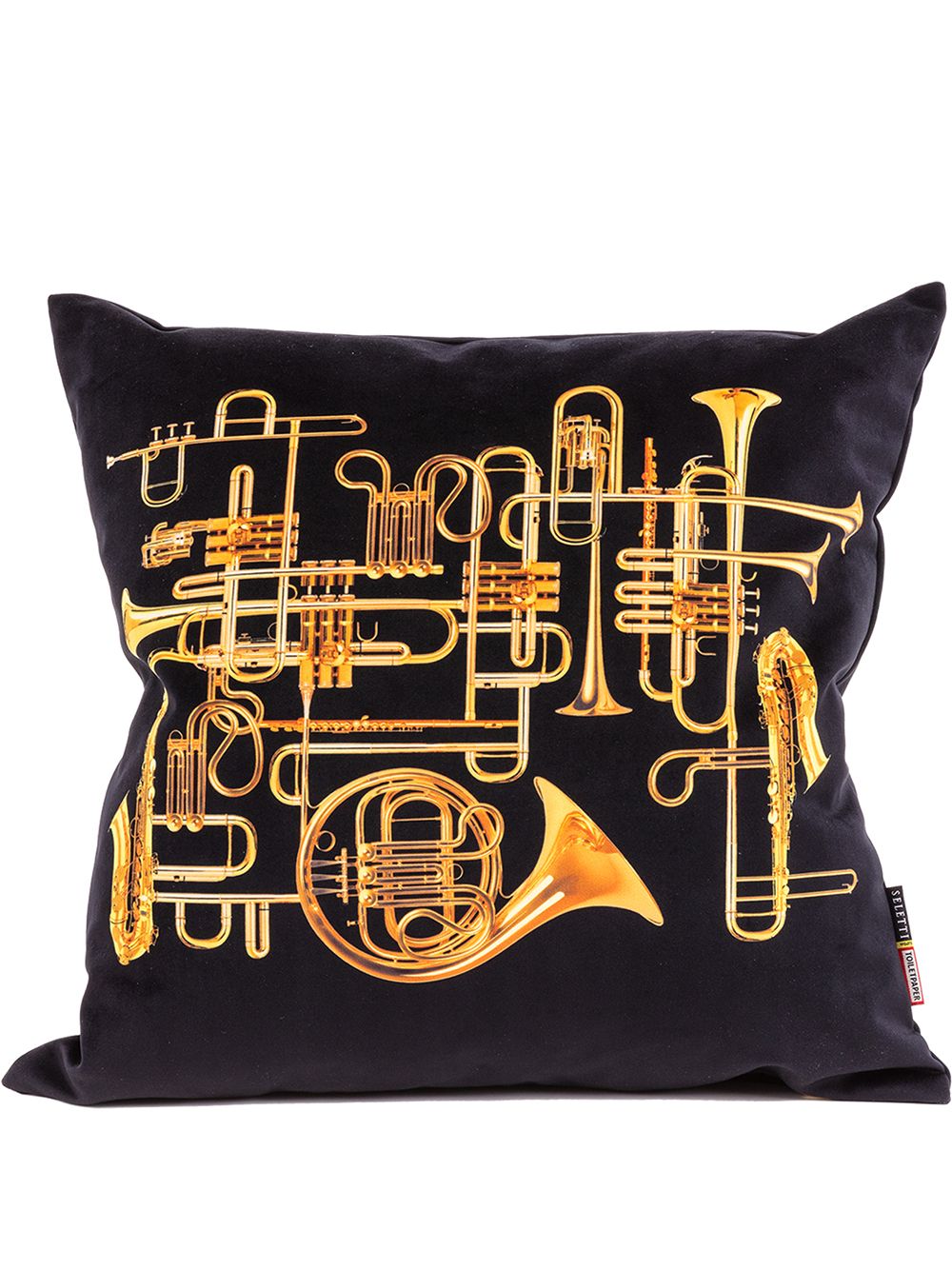 Shop Seletti Trumpets Print Padded Cushion In Black