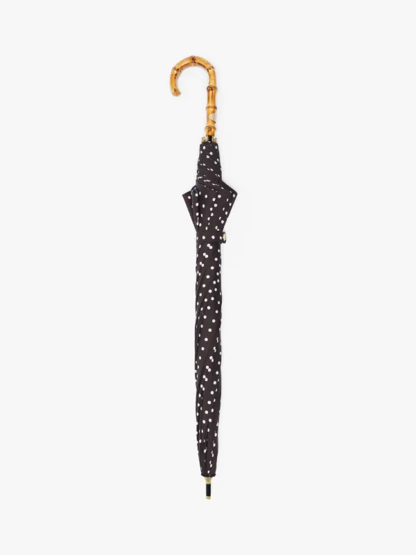 HERIOT Black Polka Dot Whangee Handle Stick Umbrella | ACC-030