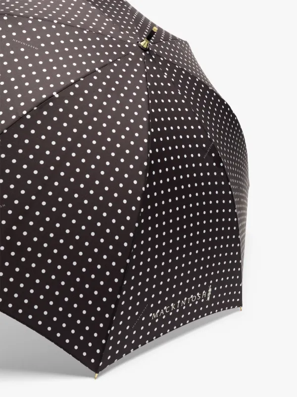 HERIOT Black Polka Dot Whangee Handle Stick Umbrella | ACC-030