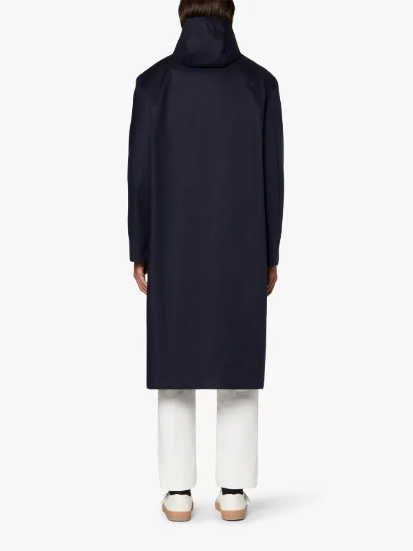 WOLFSON Navy RAINTEC Cotton Long Hooded Coat | GMC-110