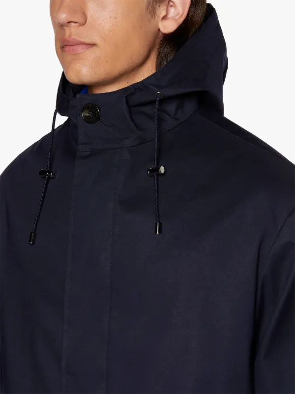 WOLFSON Navy RAINTEC Cotton Long Hooded Coat | GMC-110