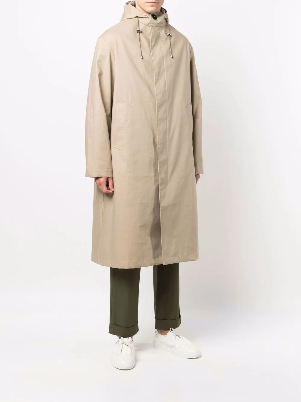 Shop Mackintosh Wolfson Hooded Raincoat In 中性色