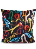 Seletti Snakes print square cushion - Black