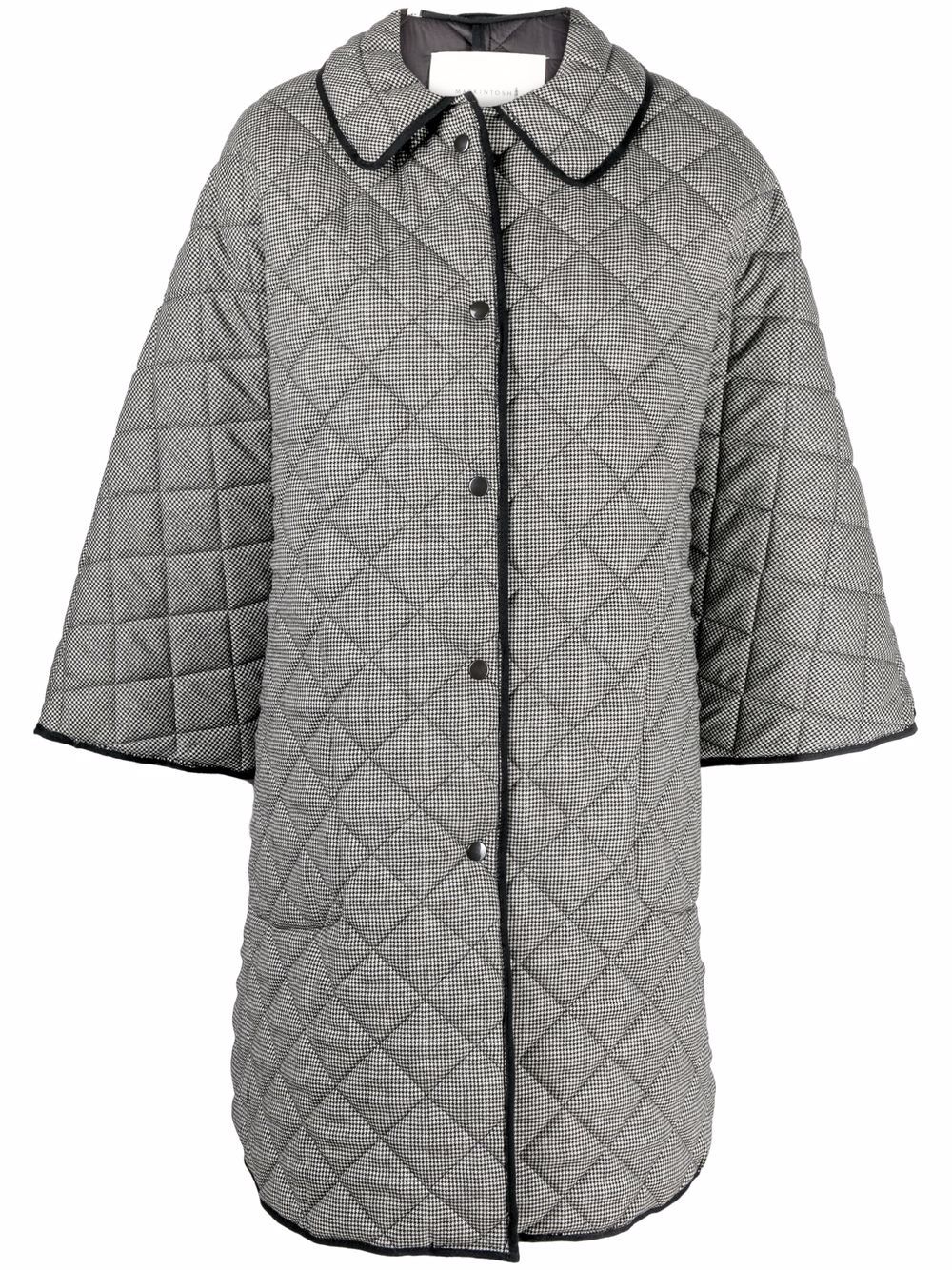 

Mackintosh AGGIE houndstooth quilted poncho coat - Black