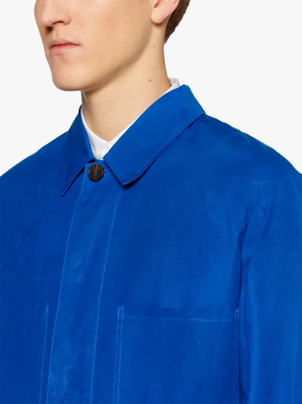 DRIZZLE Royal Blue Dry Waxed Cotton Chore Jacket | GMM-207