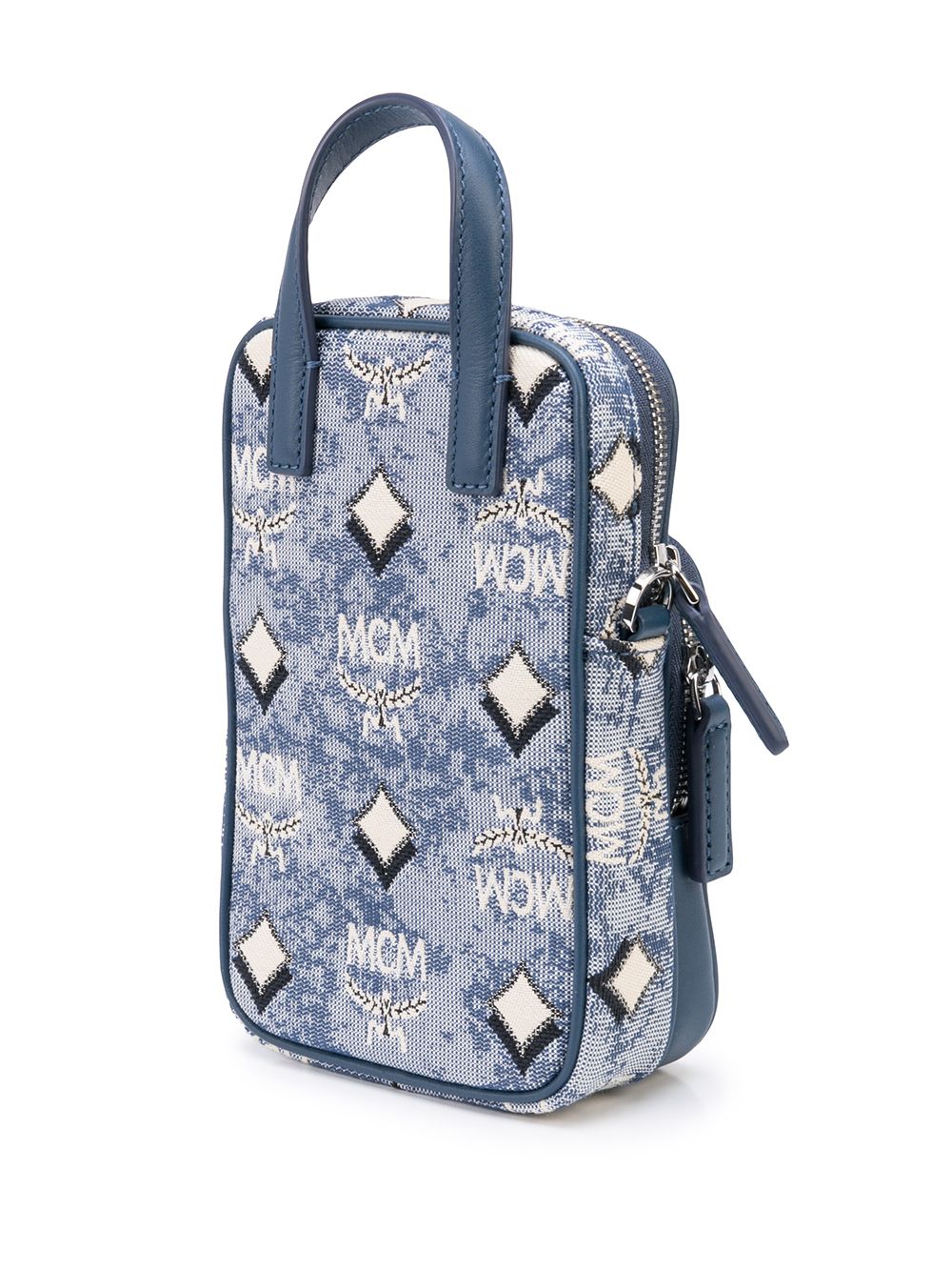 Mcm Ladies Blue Shoulder Bag in Vintage Jacquard Monogram