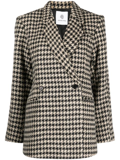 ANINE BING Kaia houndstooth double-breasted blazer