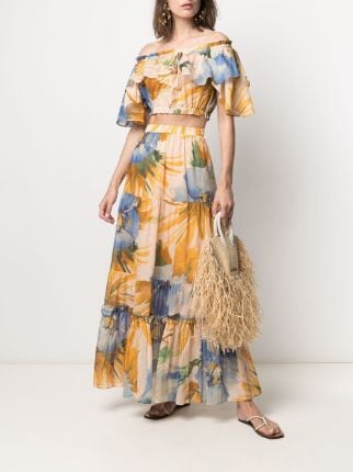 floral flared maxi skirt展示图