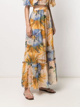 floral flared maxi skirt展示图