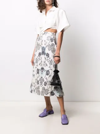 floral-jacquard midi skirt展示图