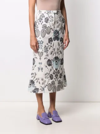 floral-jacquard midi skirt展示图