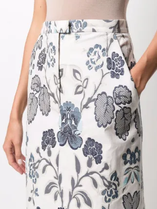 floral-jacquard midi skirt展示图