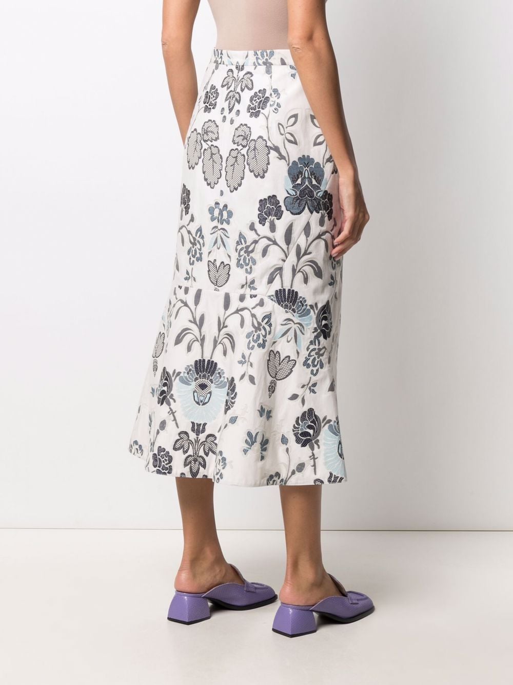 Shop Erdem Floral-jacquard Midi Skirt In Neutrals