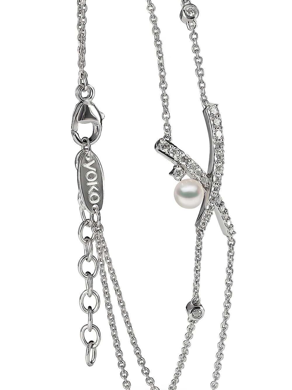 Shop Yoko London 18kt White Gold Diamond Akoya Pearl Sleek Bracelet In Silber