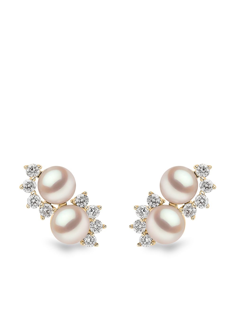 Image 1 of Yoko London 18kt yellow gold Sleek Akoya pearl diamond stud earrings