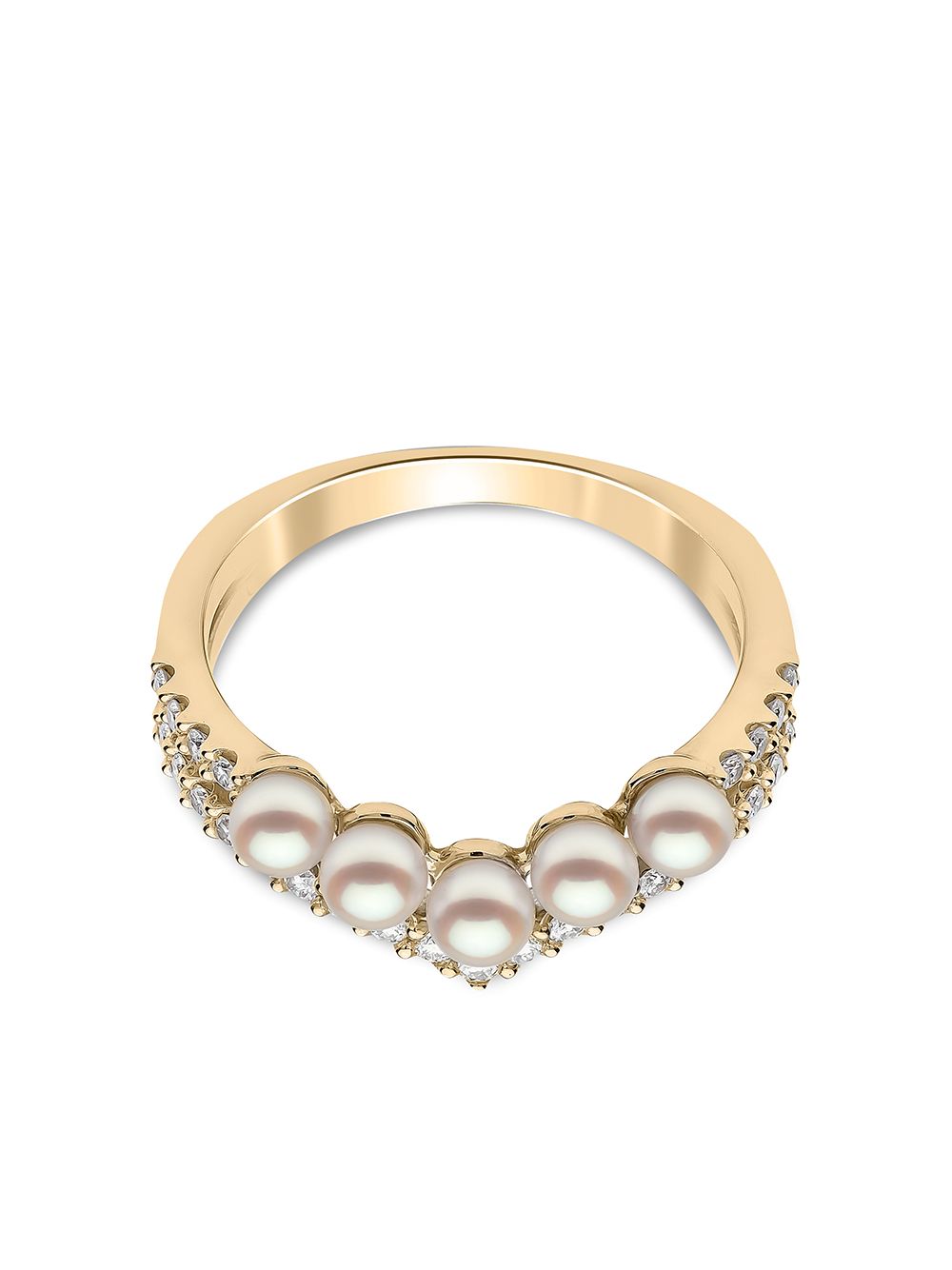 фото Yoko london кольцо sleek из желтого золота с жемчугом и бриллиантом
